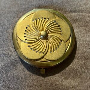 Gold Floral Compact Mirror